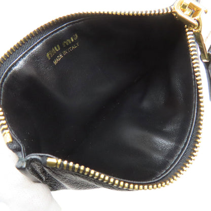 Miumiu Coin Case Leather Black Logo Women