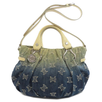 Celine Handbag Denim Blue Triomphe 2Way