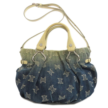 Celine Handbag Denim Blue Triomphe 2Way