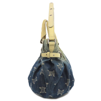 Celine Handbag Denim Blue Triomphe 2Way