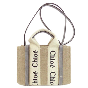 Chloe Handbag Canvas Brown Woody 2Way Women