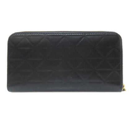 Prada Long Wallet Purse 1Ml506 Calfskin Black Zip Around Embossing Women
