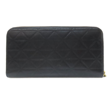 Prada Long Wallet Purse 1Ml506 Calfskin Black Zip Around Embossing Women