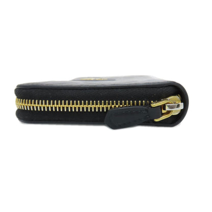 Prada Long Wallet Purse 1Ml506 Calfskin Black Zip Around Embossing Women