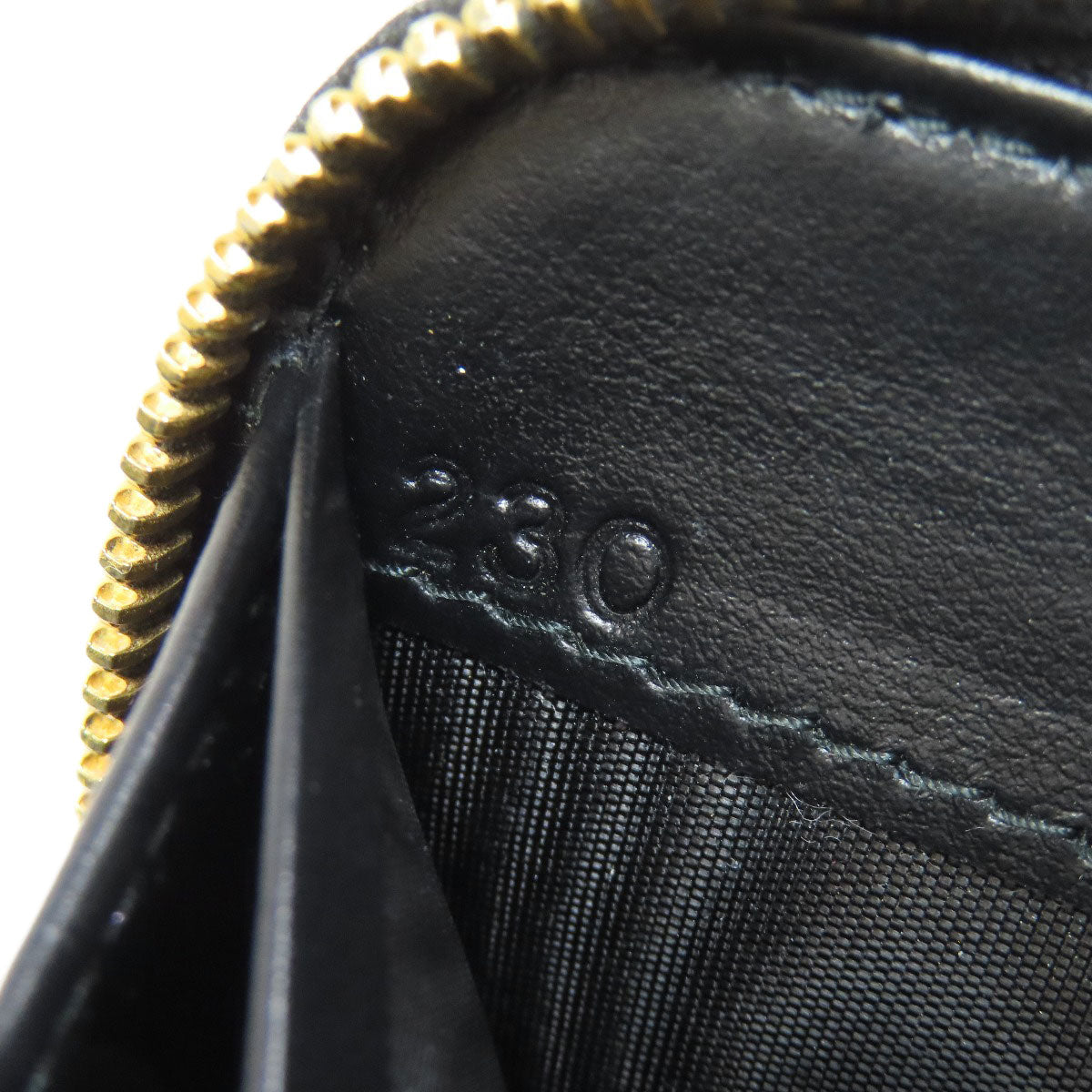 Prada Long Wallet Purse 1Ml506 Calfskin Black Zip Around Embossing Women