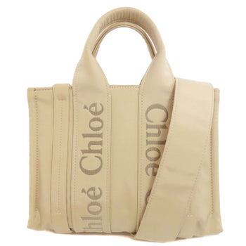 Chloe Handbag Nylon Beige Woody 2Way Women