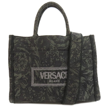 Versace Handbag Canvas Green 2Way