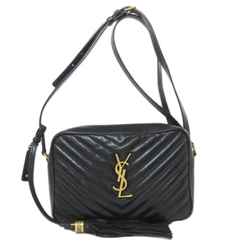 Saint Laurent Shoulder Bag Calfskin Black Lou Vstitch