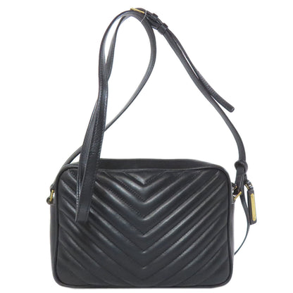 Saint Laurent Shoulder Bag Calfskin Black Lou Vstitch