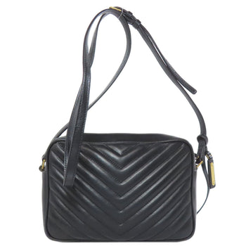 Saint Laurent Shoulder Bag Calfskin Black Lou Vstitch