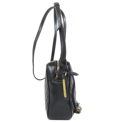Saint Laurent Shoulder Bag Calfskin Black Lou Vstitch