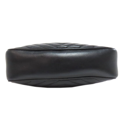 Saint Laurent Shoulder Bag Calfskin Black Lou Vstitch