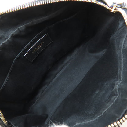 Saint Laurent Shoulder Bag Calfskin Black Lou Vstitch