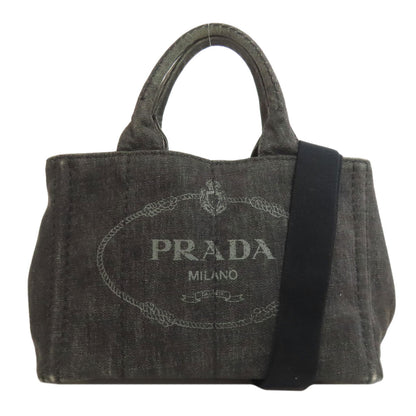 Prada Tote Bag Denim Black Canapa Mini 2 Way