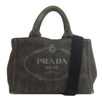 Prada Tote Bag Denim Black Canapa Mini 2 Way