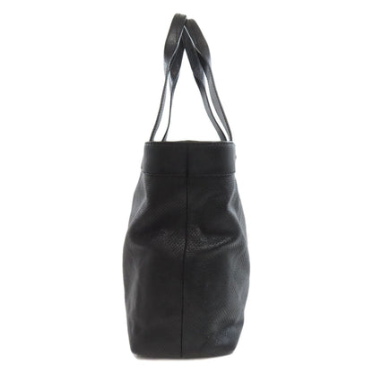 Chanel Tote Bag Calfskin Black Coco Mark Punching Silvermetal