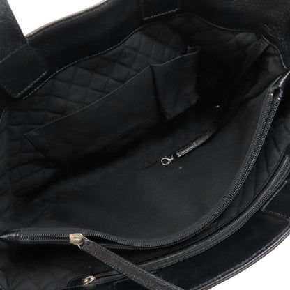 Chanel Tote Bag Calfskin Black Coco Mark Punching Silvermetal