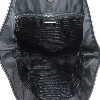 Prada Tote Bag Nylon Black Logometal Human Motif