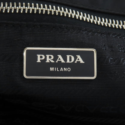 Prada Tote Bag Nylon Black Logometal Human Motif