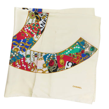 Chanel Scarf Silk Beige Jewelry Motif