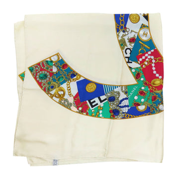 Chanel Scarf Silk Beige Jewelry Motif