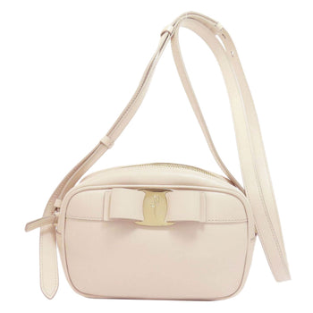Salvatore Ferragamo Shoulder Bag Leather White Vara Ribbon