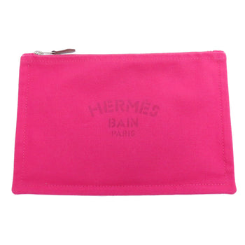 Hermes Accessory Pouch Canvas Pink Logo