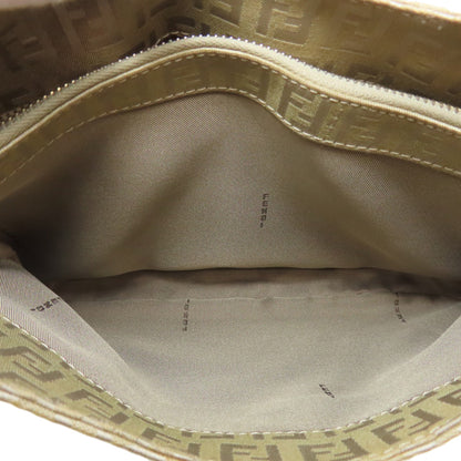 Fendi Handbag Canvas Beige Zucca Pattern