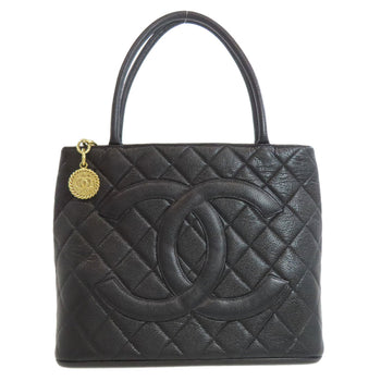Chanel Tote Bag Grained Calfskin Skin Black Replica Tote Gold Metal