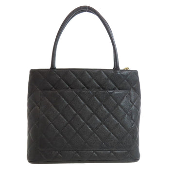 Chanel Tote Bag Grained Calfskin Skin Black Replica Tote Gold Metal