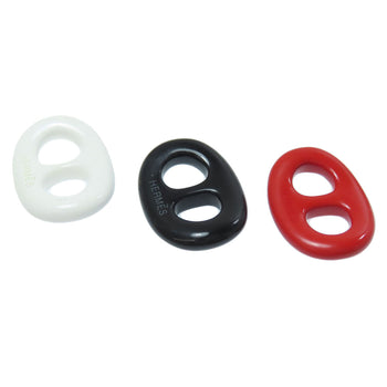 Hermes Scarf Ring Plastic White / Black / Red Chene Dunkle Tribo 3-Piece Set