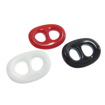 Hermes Scarf Ring Plastic White / Black / Red Chene Dunkle Tribo 3-Piece Set