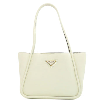 Prada Tote Bag Calfskin White Logometal