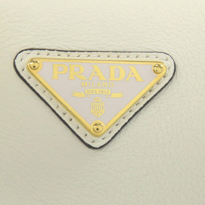 Prada Tote Bag Calfskin White Logometal