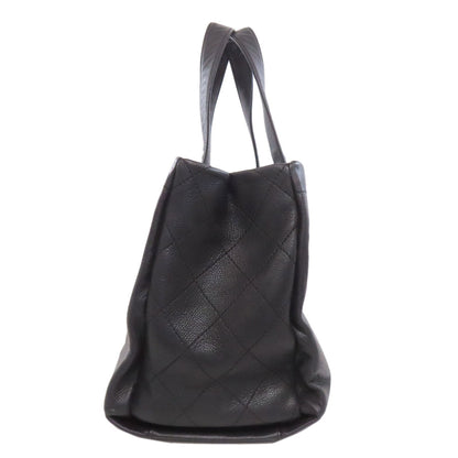Chanel Tote Bag Grained Calfskin Skin Black Coco Mark