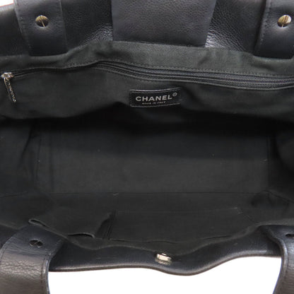 Chanel Tote Bag Grained Calfskin Skin Black Coco Mark