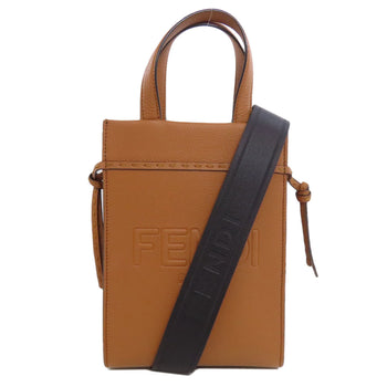 Fendi Handbag Calfskin Brown Shopper Small 2Way
