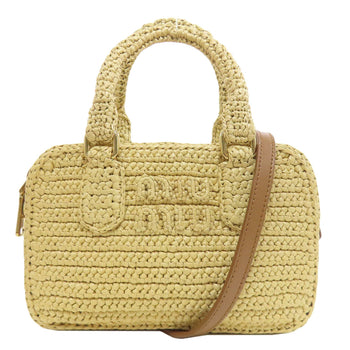 Miumiu Handbag Raffia Beige 2Way