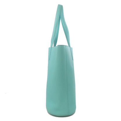 Tiffany&Co. Tote Bag Leather Blue Logo