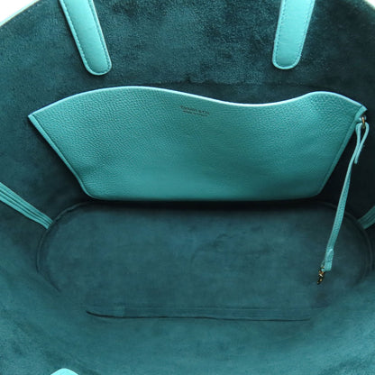 Tiffany&Co. Tote Bag Leather Blue Logo