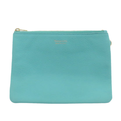 Tiffany&Co. Tote Bag Leather Blue Logo