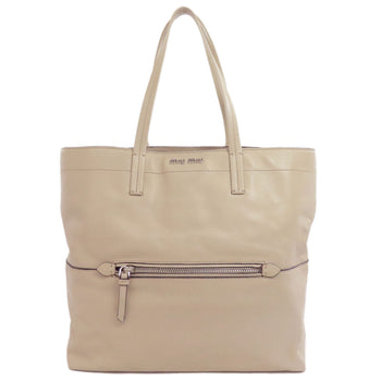 Miumiu Tote Bag Calfskin Beige Logo