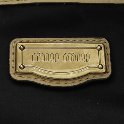 Miumiu Tote Bag Calfskin Beige Logo