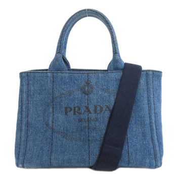 Prada Tote Bag 1Bg439 Denim Blue Canapa Mini 2 Way