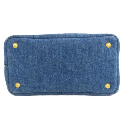 Prada Tote Bag 1Bg439 Denim Blue Canapa Mini 2 Way