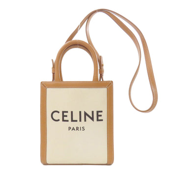 Celine Handbag Canvas White Mini Vertical Cover 2Way
