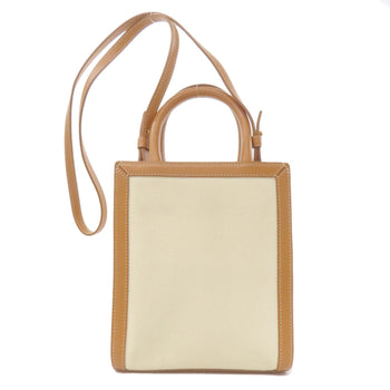 Celine Handbag Canvas White Mini Vertical Cover 2Way