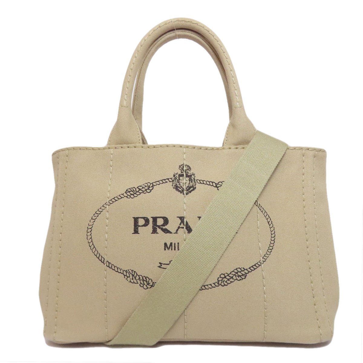 Prada Handbag Canvas Beige Canapa Mini 2 Way
