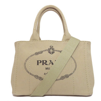 Prada Handbag Canvas Beige Canapa Mini 2 Way
