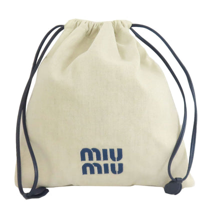 Miumiu Accessory Pouch Canvas Beige Drawstring Pouch